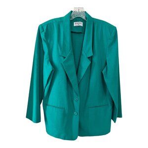 Vintage Alfred Dunner Women’s Teal Blazer Jacket Size 16 – Made in USA